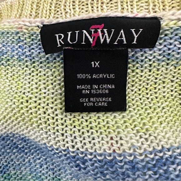 Runway 7 pastel colored striped V neck sweater size 1X - Picture 2 of 3
